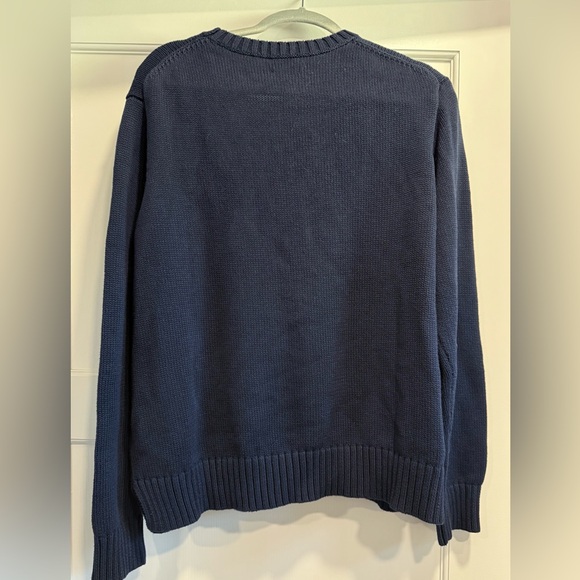 Polo Ralph Lauren Cotton-Linen Crewneck Bear Sweater Navy Blue XL NWT - Picture 7 of 7